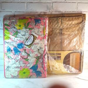 Lot of 2 vintage quilted hanging garment storage bags